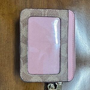 Coach: Pink & Brown Card Holder